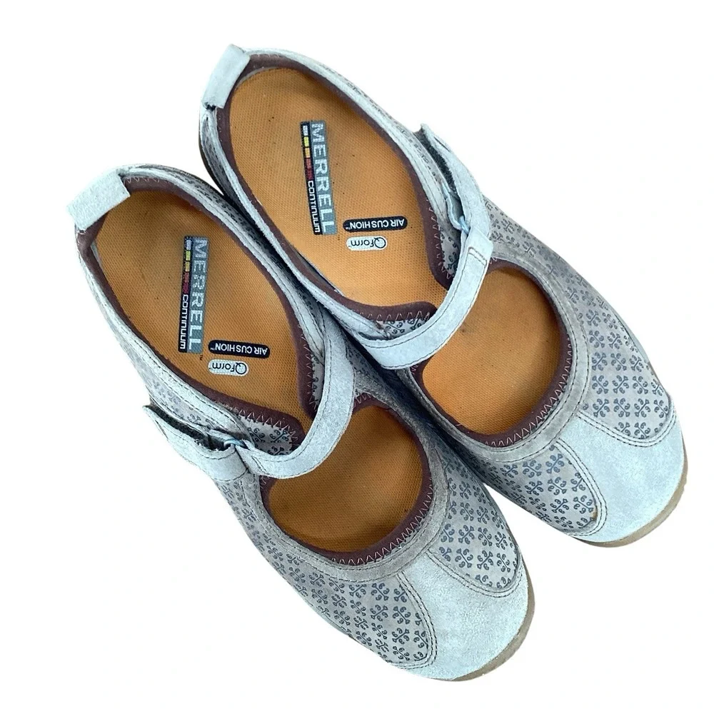 Merrell Circuit Taupe Print Mary Jane Suede Driving‎ Loafer Flats Shoe Womens 8